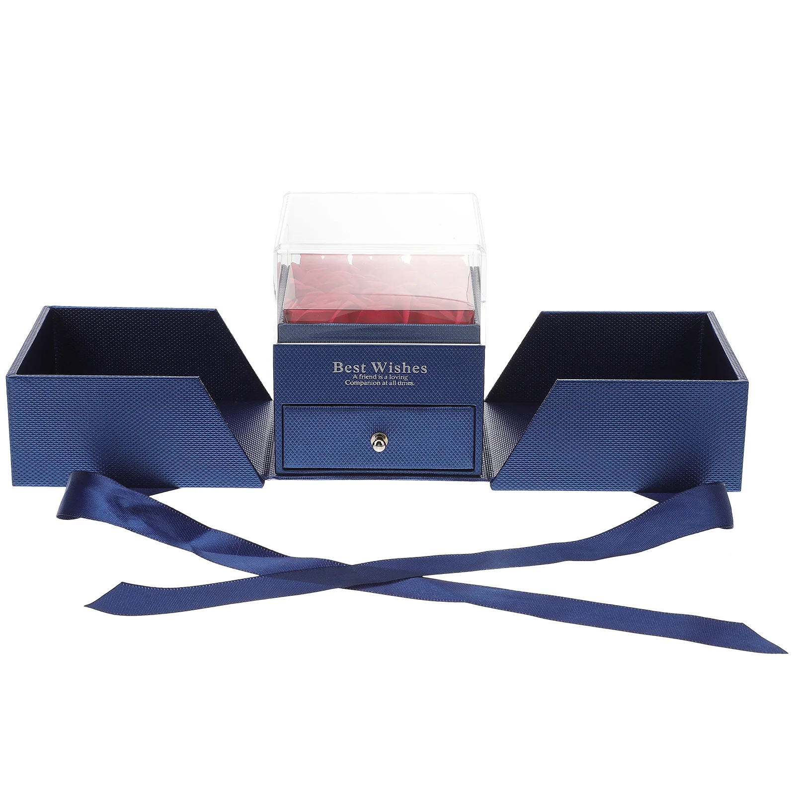 1Pcs Eternal Flower Jewelry Box Bright Red Lifelike Petals Jewelry Storage Organizer for Rings Earrings Necklaces Bracelets