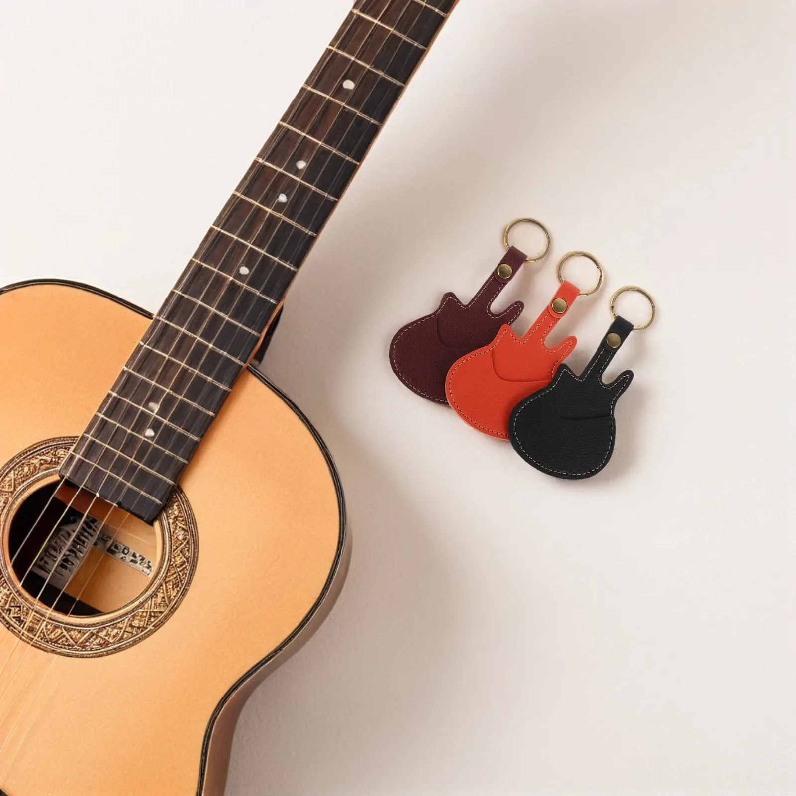 3pcs Guitar Pick Organizer Keychain Pu Storage Bag For Picks Keys Access Cards Lightweight Durable Plectrum Holder Case Portable