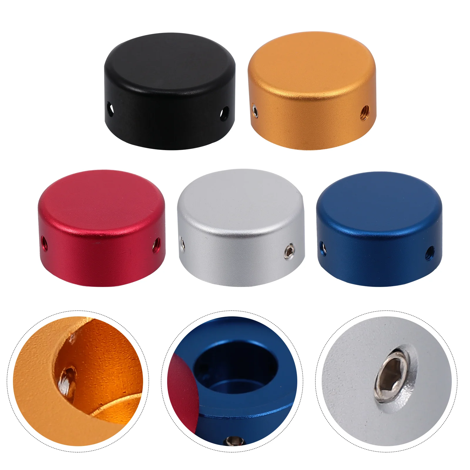 

5 Sets Foot Switch Protection for Guitar Effect Pedal Topper Footswitch Aluminum Alloy Metal Button Nail Cap with Screw