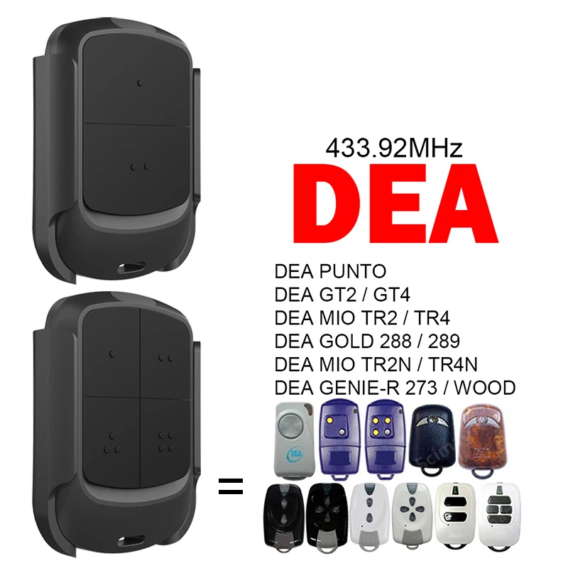 

Clone DEA PUNTO GT2 GT4 MIO TR2 TR4 GOLD 288 289 MIO TR2N TR4N GENIE-R 273 WOOD Garage Door Remote Control 433MHz Opener