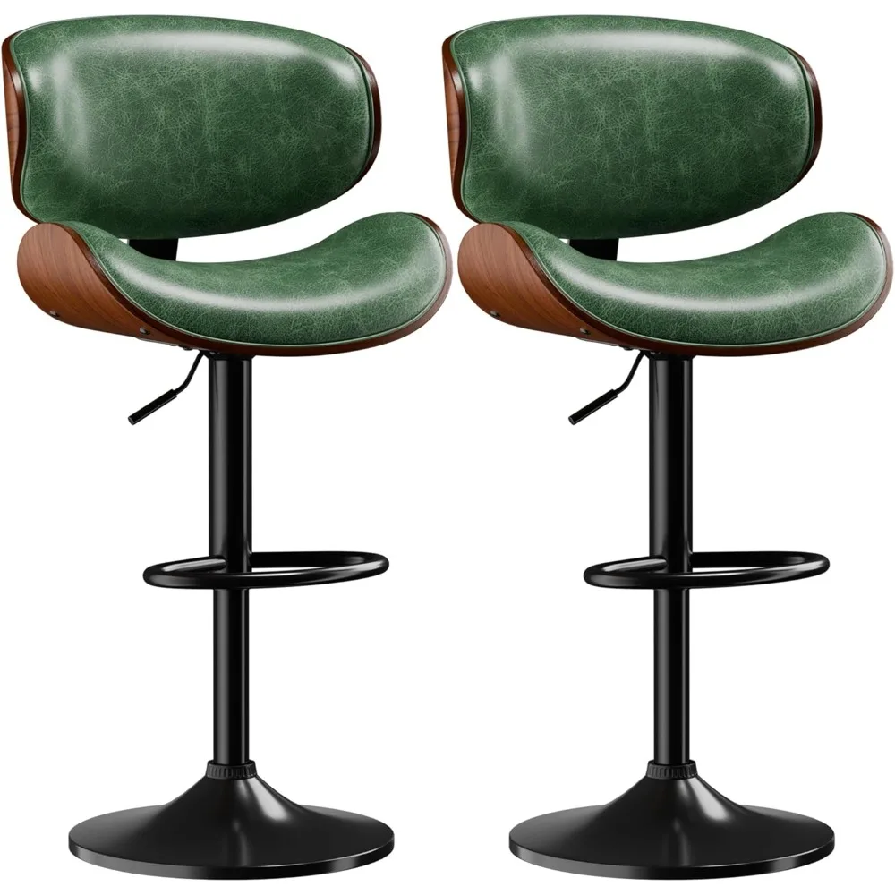 

Bar Stools Set of 2 - Adjustable Swivel Leather Bar Stools for Kitchen Island | Mid Century Modern Counter Height Bar Chairs