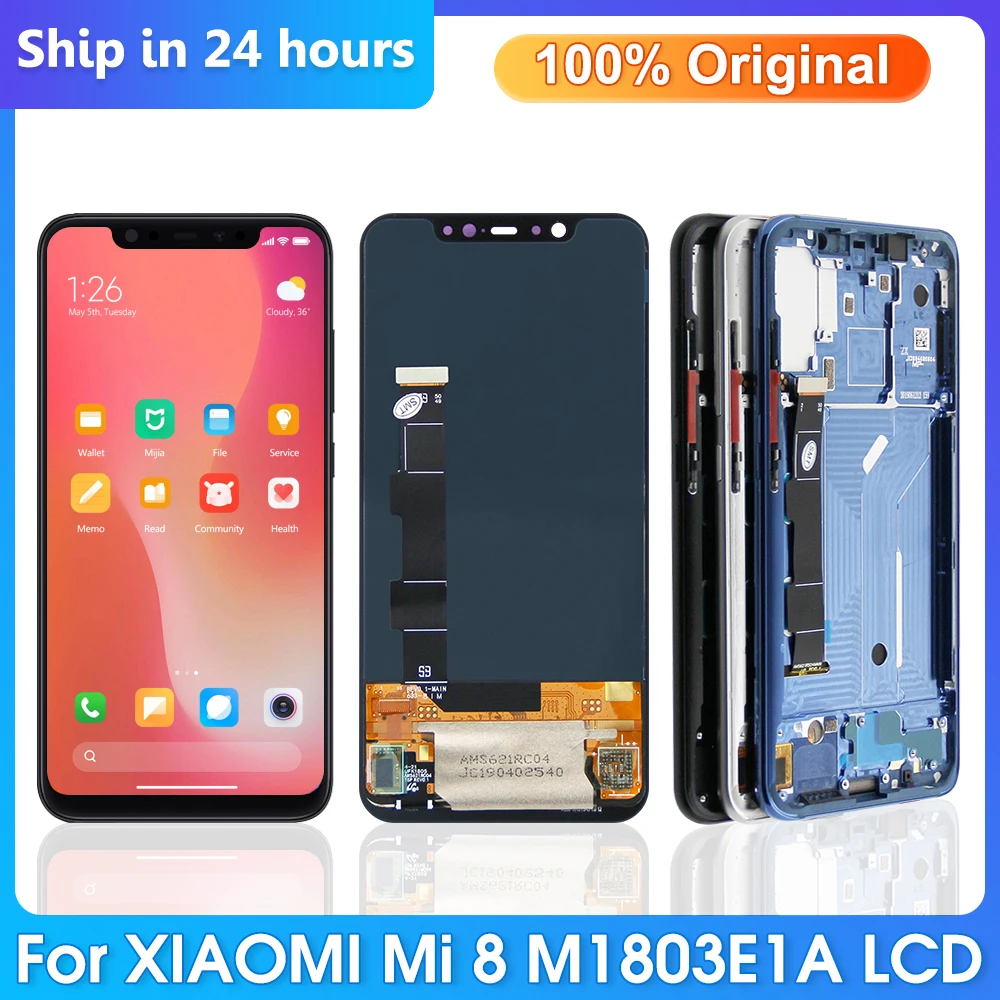 

Super AMOLED For Xiaomi Mi 8 LCD Display For Xiaomi Mi8 Touch Screen Digitizer Screen Repair with Frame M1803E1A ScreenReplace