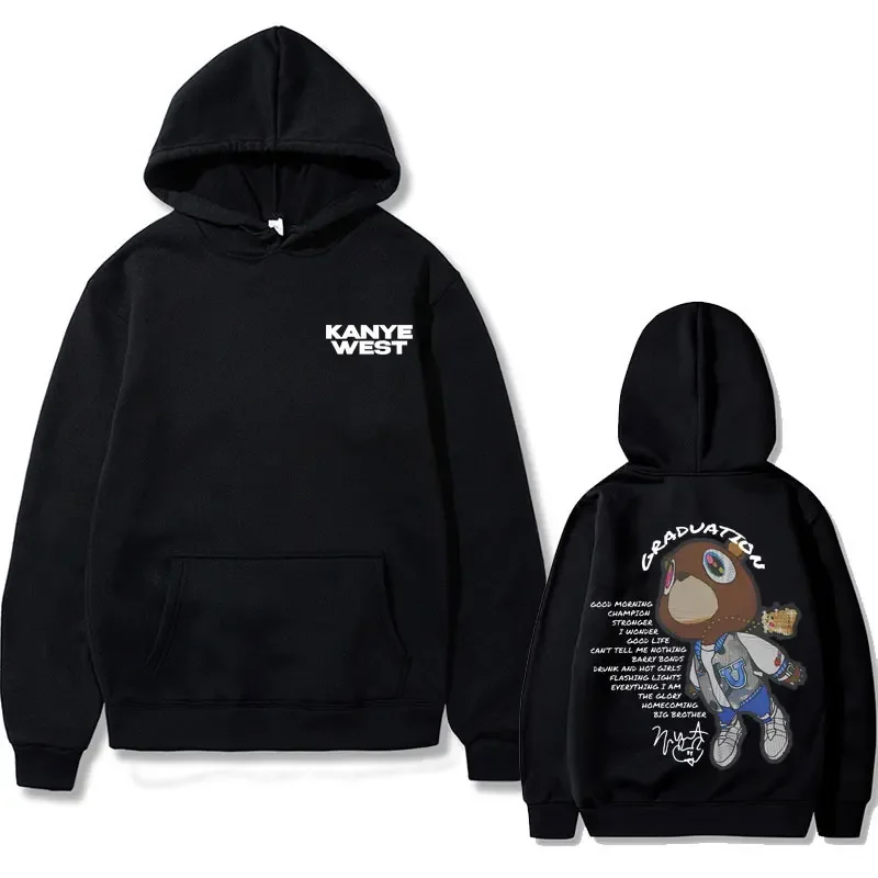 Rapper Kanye West Graduation Double Sided Print Hoodie Men Women Hip Hop Harajuku Oversized Sweatshirt Male Casual Streetwear