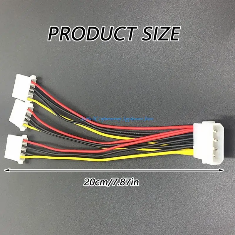 

Computer Case Power Connectors 1 to 3 Splitter Extended Length 4Pin Cable