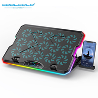 COOLCOLD F15 Gaming RGB Laptop Cooling Pad With 15 Quiet Fans For 12-17.3 Inch With USB TYPE-C Port Notebook Cooler Stand