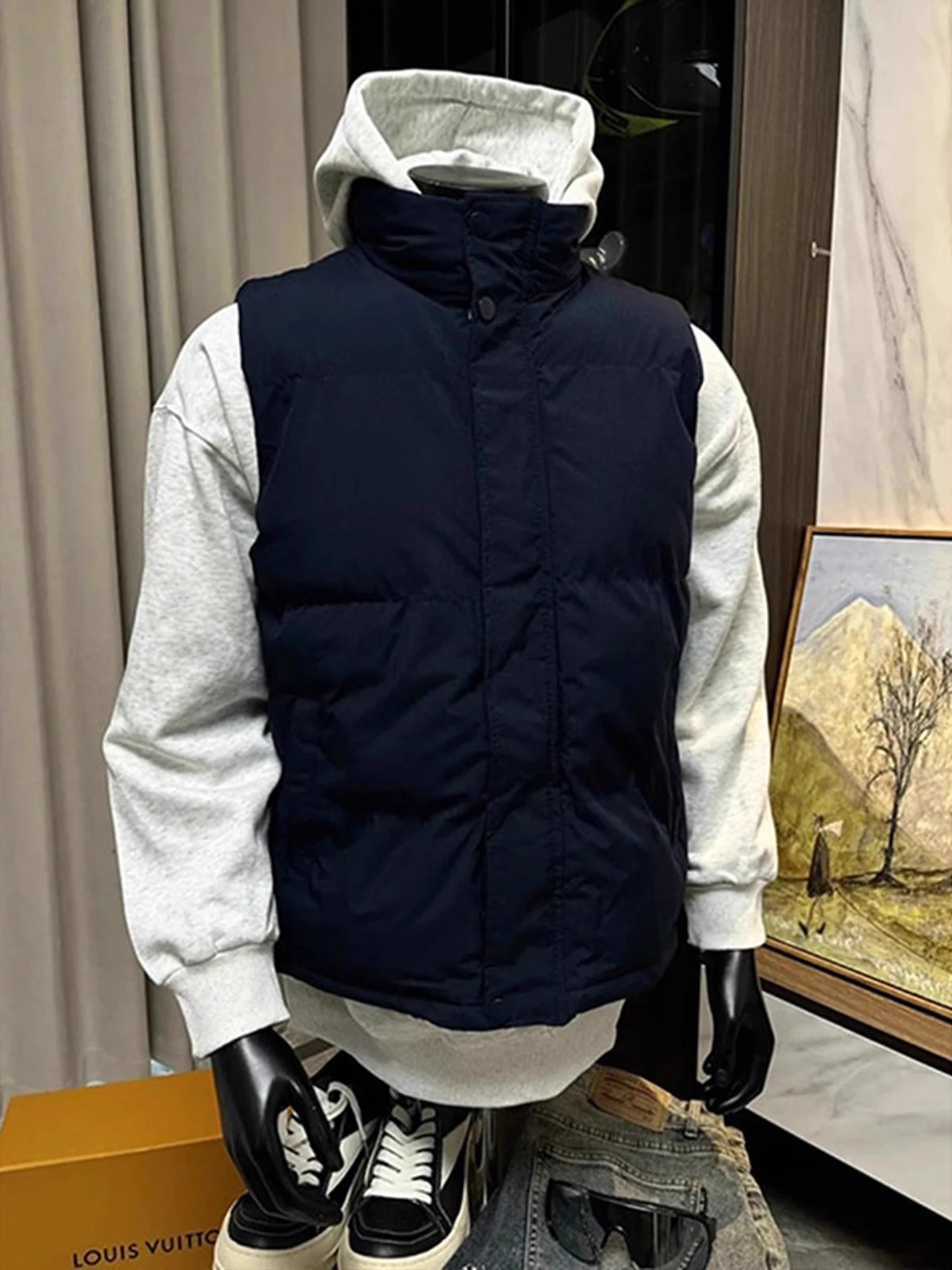 

Cleanfit k Blue Stand Collar Thiened Warm Vest ex Winter High-End Feelings Anti-Cold oulder Pad Vest Jaet