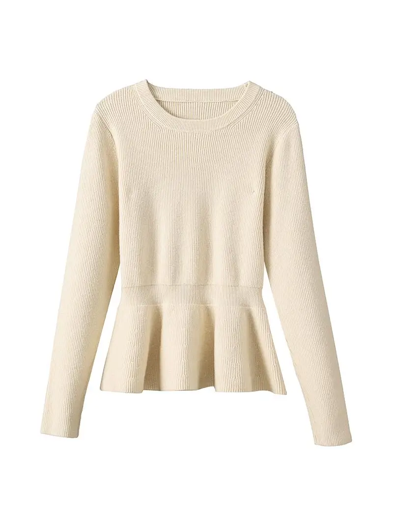 레드 니트 슬림 핏 베이스 레이어 탑 하이 웨이스트 출퇴근 패션 여성 스웨터 이너웨어 가을 겨울 의류