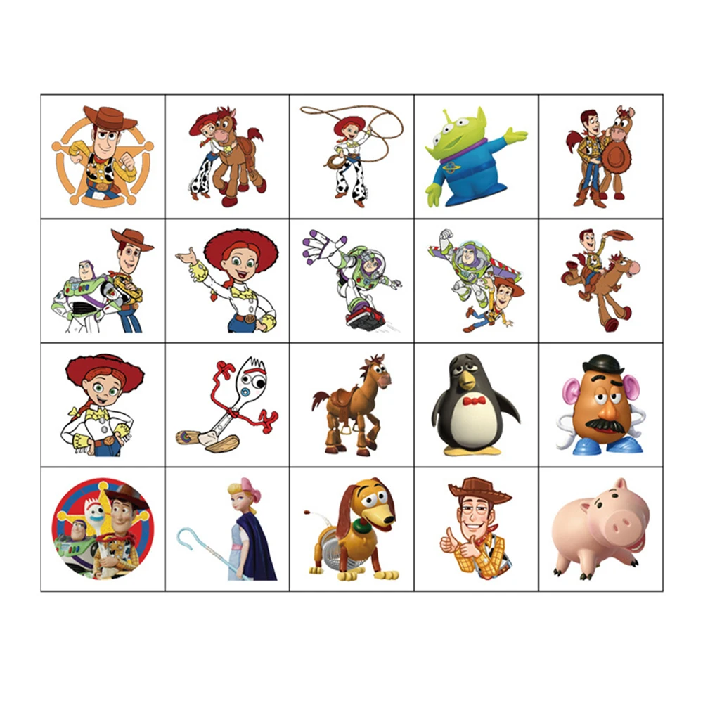 20pcs Disney Cartoon Toy Story Kids Tattoos Stickers Fake Temporary Waterproof Tattoo For Children DIY Body Face  Toys Reward