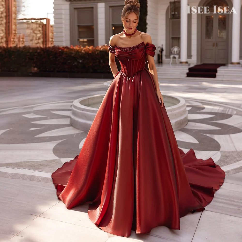 

Strapless Satin Prom Dresses robes de soirée Sexy Sleeveless Ball Gown Off The Shoulder Evening Party Gowns Dress Customized