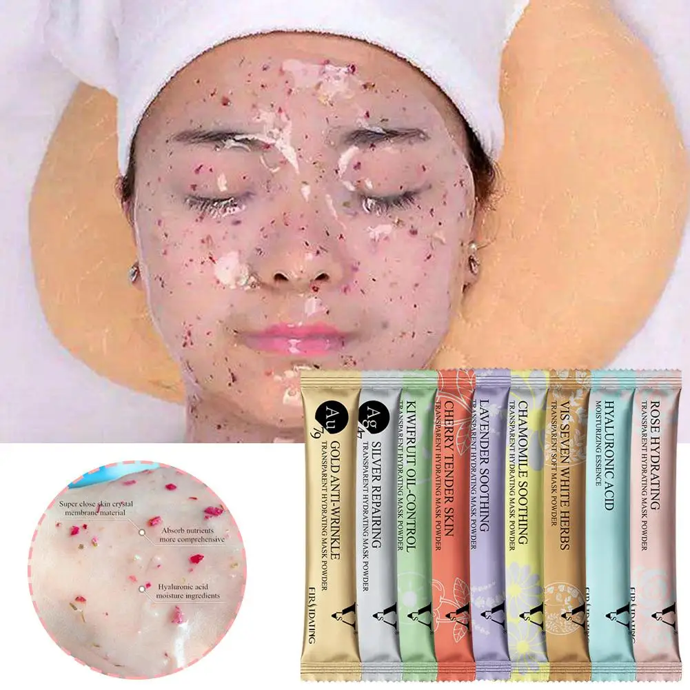 Soft Film Powder Hydro Jelly Mask Powder Anti-aging Facial Clean Off Mask Petal Brighten Flower Peel Portable Mask Crystal V2O2