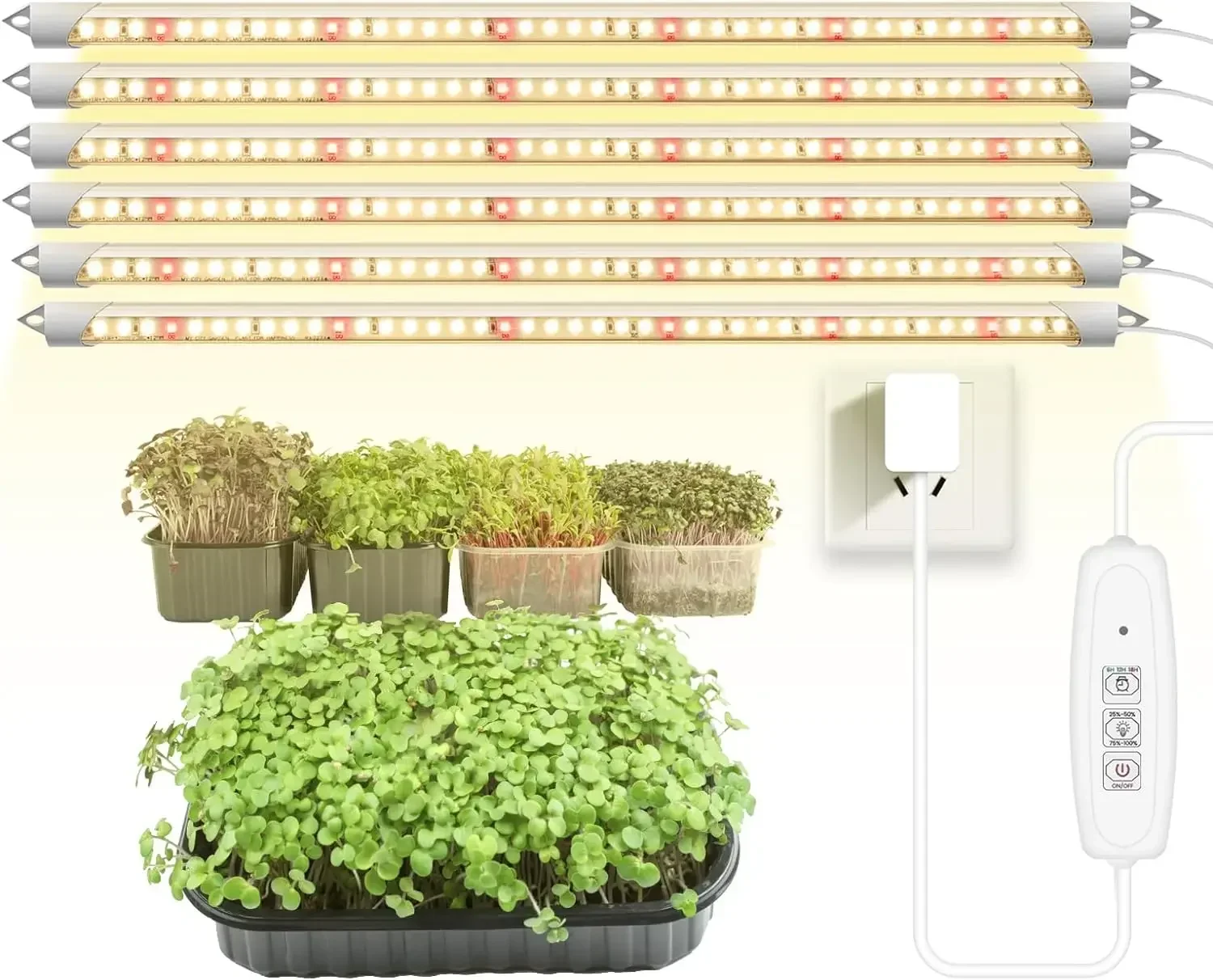 الدفيئة Led تزايد ضوء T5 LED 4*8 أنابيب أحمر أزرق الطيف الكامل 6400K LED لمبات النباتات مصباح شريط إضاءة داخلي