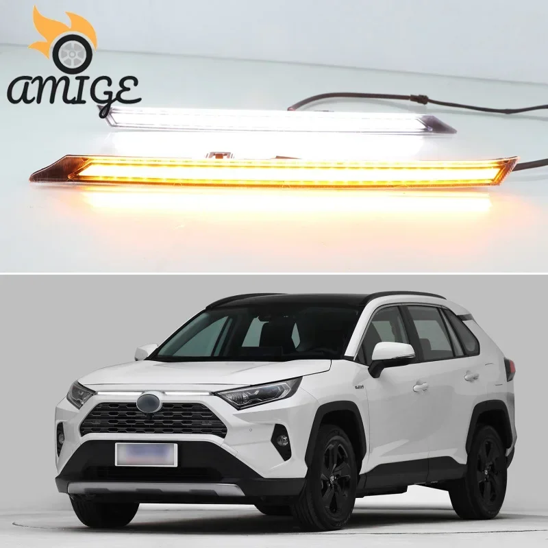 Auto LED headlight Daylights For Toyota RAV4 2019 2020 Turning Yellow Signal Lamps  Daytime Running Light  Cover Decoration Ligh