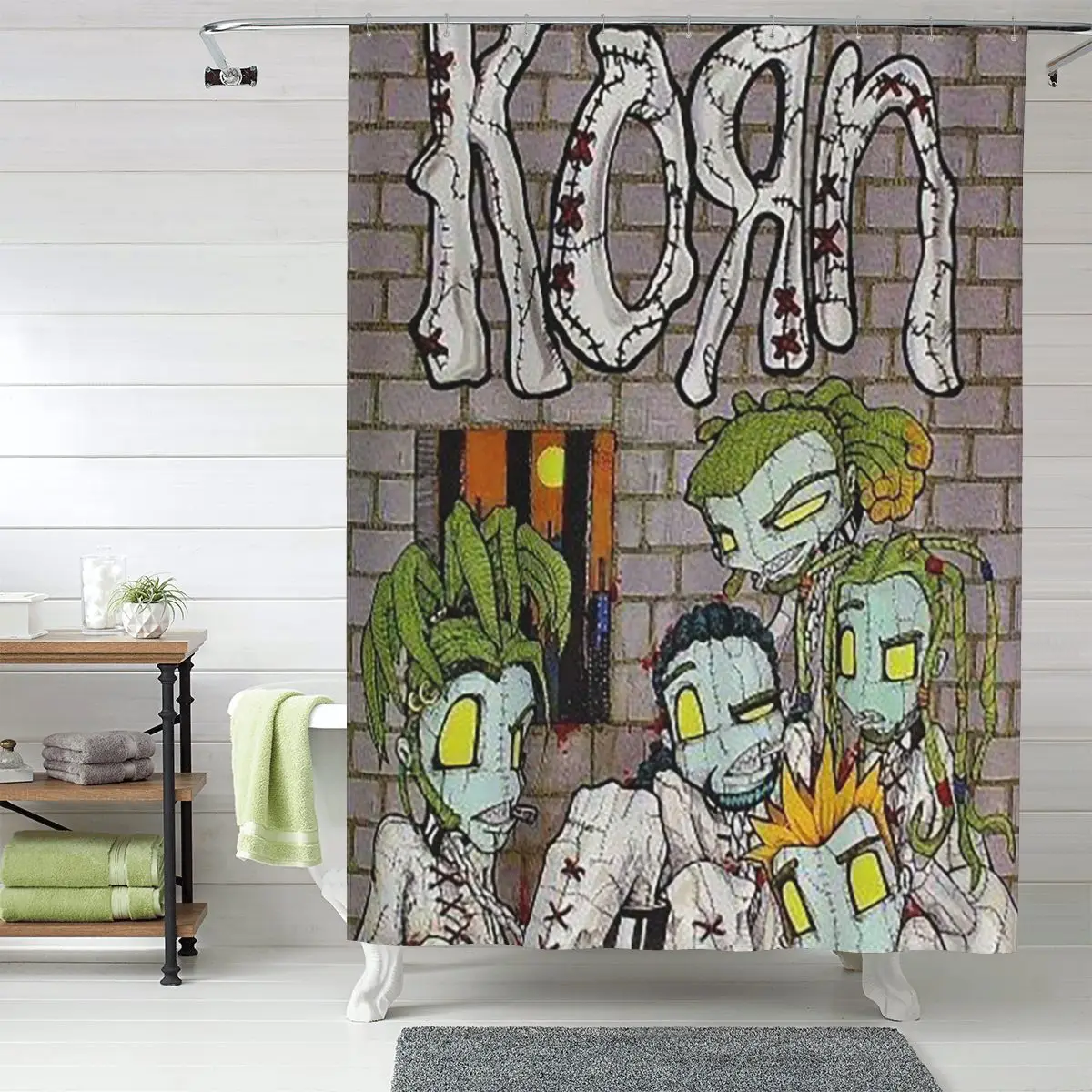 

Korn Rock Band LogoShower Curtain Bathroom Polyester Waterproof Bath Curtains with Hooks