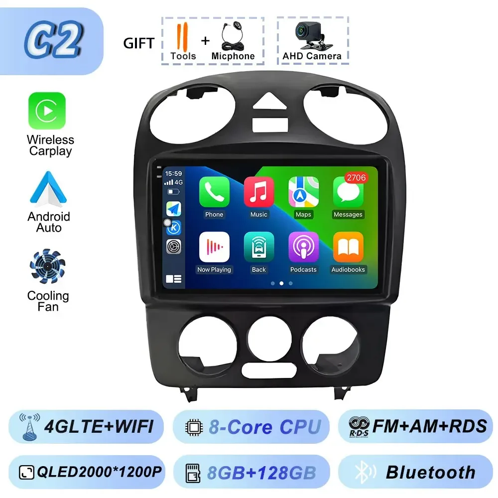 Carplay Auto Android Srereo Android 15 voor VW Volkswagen Kever 2000-2012 Auto Video Radio Multimedia GPS Navigatie Speler DVD