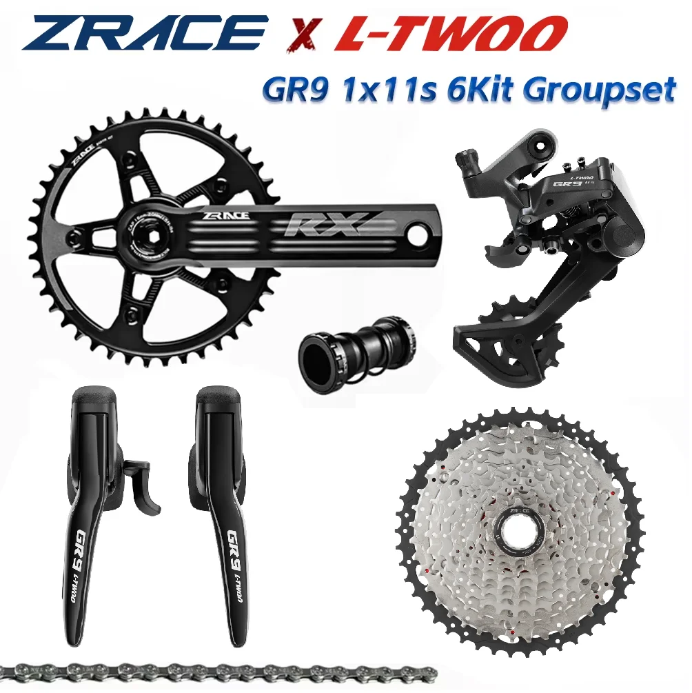 L-TWOO GR9 1x11S メカニカルグラベルバイクグループセット(ZRACEクランクセット、BB、カセット、チェーン付き)クロスカントリー自転車部品