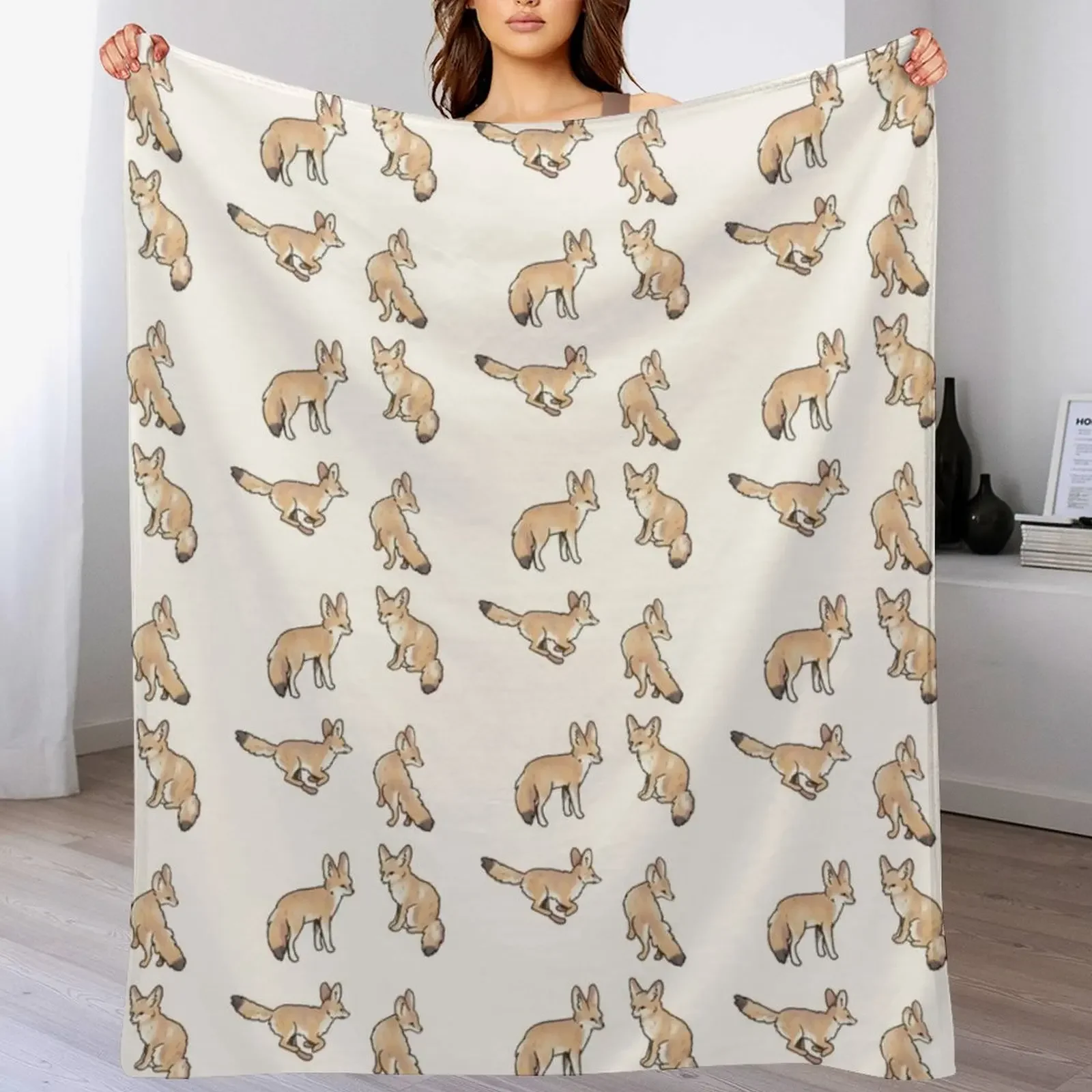 

Fennec fox pack Throw Blanket Color Fast Cozy Throw Blanket