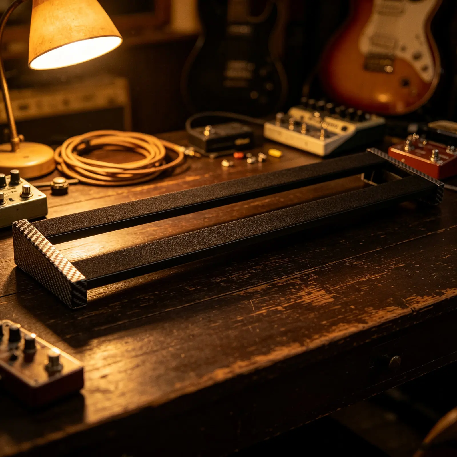 Guitar Effects Pedal Board Aluminum Alloy Stompbox Platform Black 19x4 Portable Organizer Board Live Performance Recording
