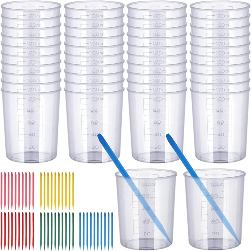A13E-Resin Mixing Cups And Sticks, Graduated Cups Pointed Stir Sticks For Mixing Paint, Stain, Epoxy, Resin B