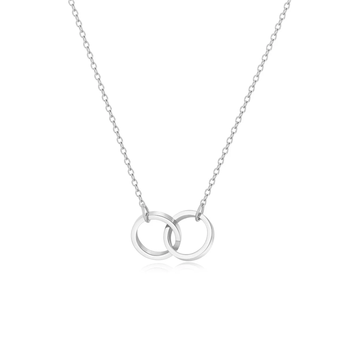 Personalisierte, individuell gravierte Namens-Doppelrundanhänger-Halskette aus Edelstahl, trendiger europäischer und amerikanischer Schmuck für Frauen – Detail 5