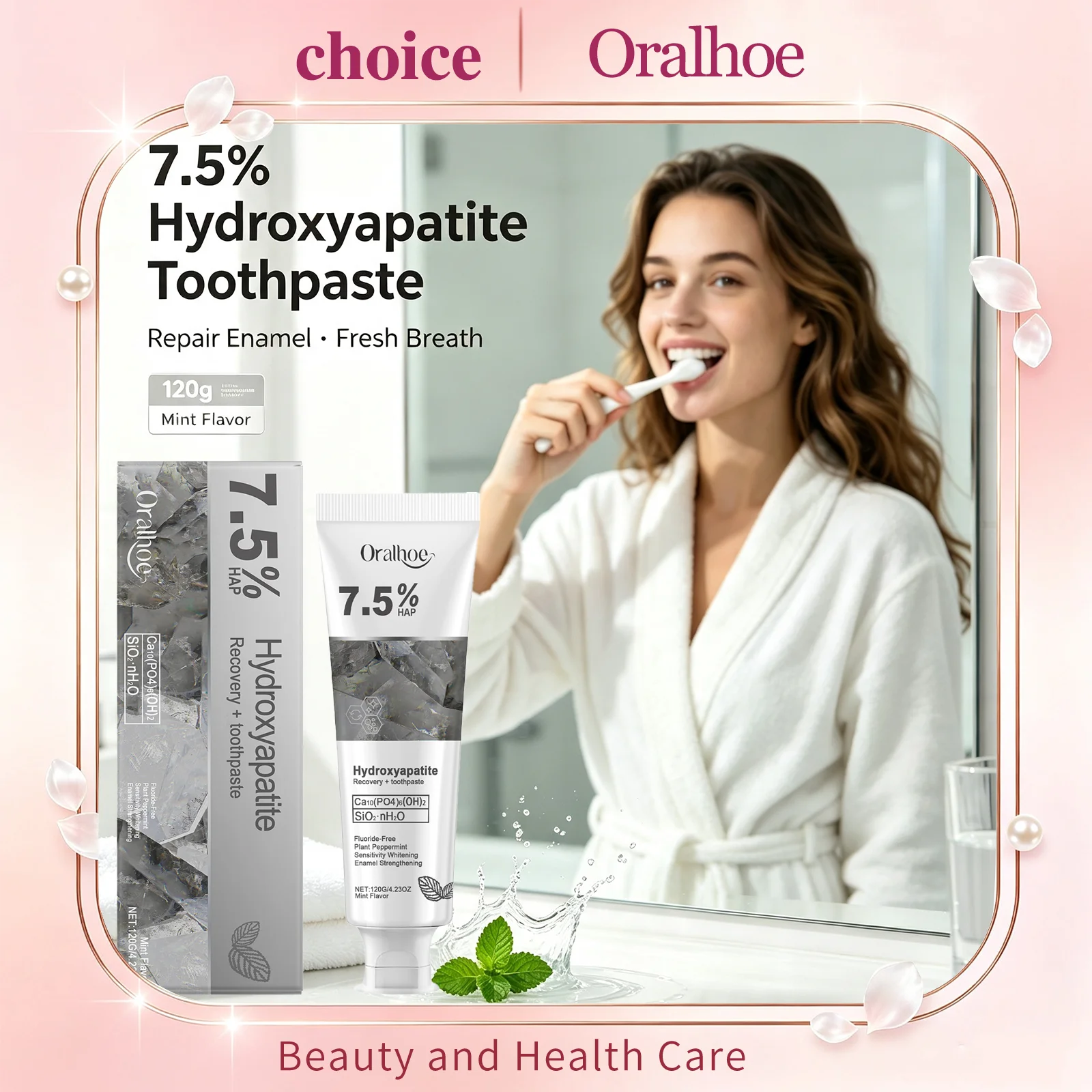 Oralhoe 7.5% Probiotic Whiten Toothpaste Mint Flavor Repair Enamel Sensitive Teeth Anti Cavity Fresh Breath Oral Care Dentifrice