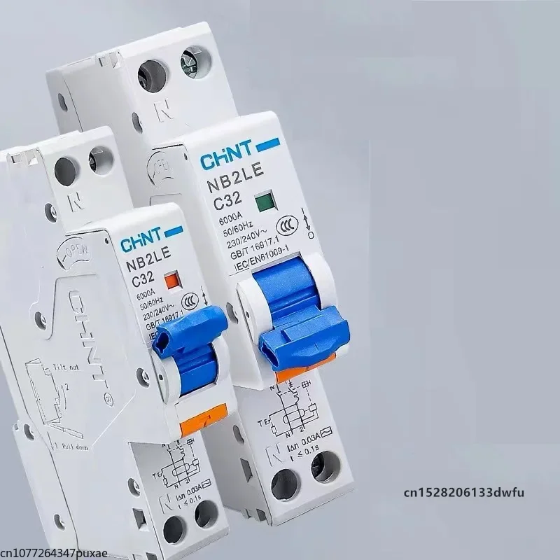 CHINT NB2LE 1P+N Wyłącznik różnicowoprądowy z zabezpieczeniem przed wyciekiem 0,03A 30MA 6A 10A 16A 20A 25A 32A 40A RCBO