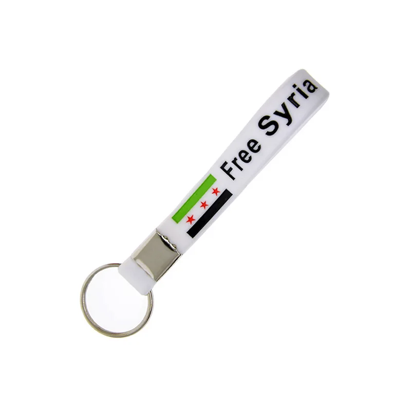 25 Pcs Free Syria Silicone Wristband Keychain White for Sports