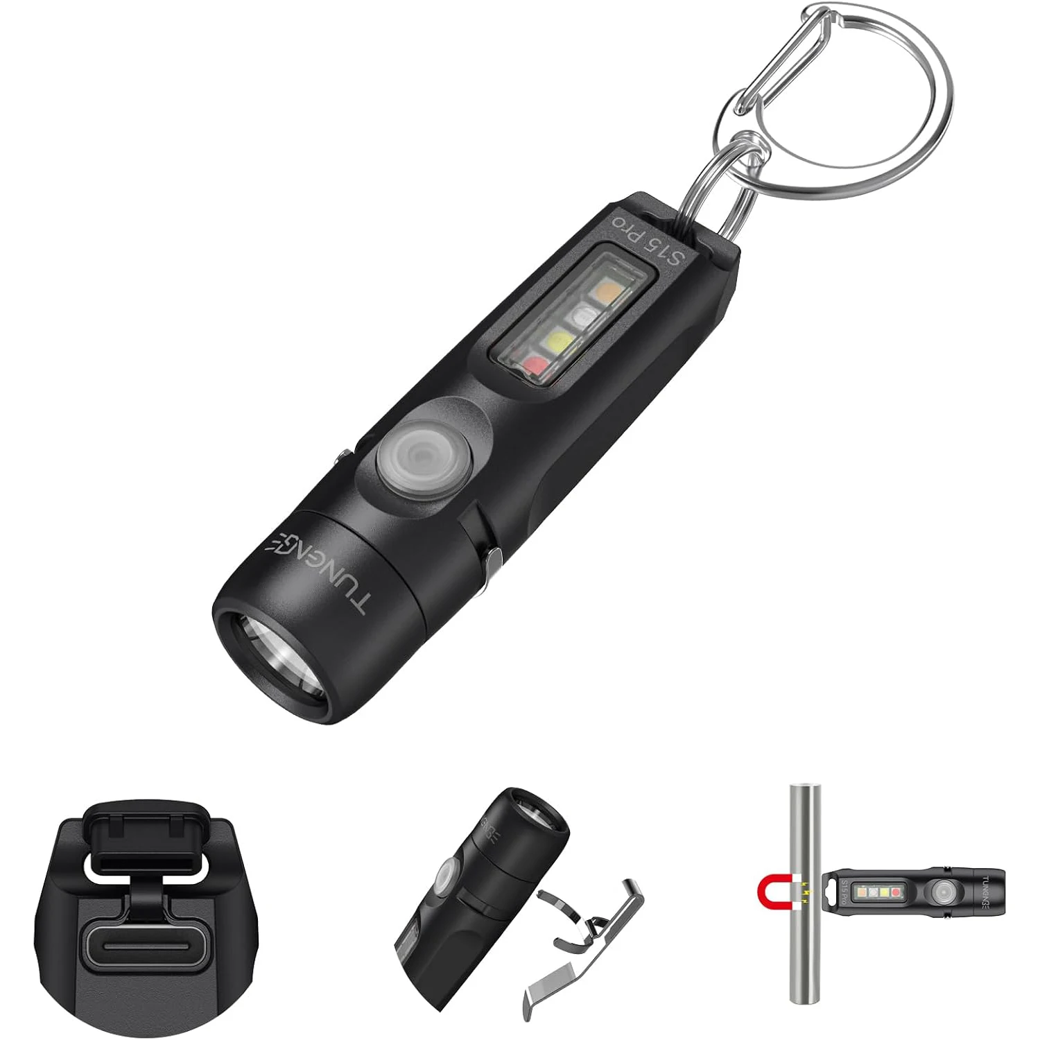 TUNENGE S15Pro Mini Porable LED Keychain Flashlight,750 High Lumen EDC Pocket Flashlight for Hiking, Camping, Repair