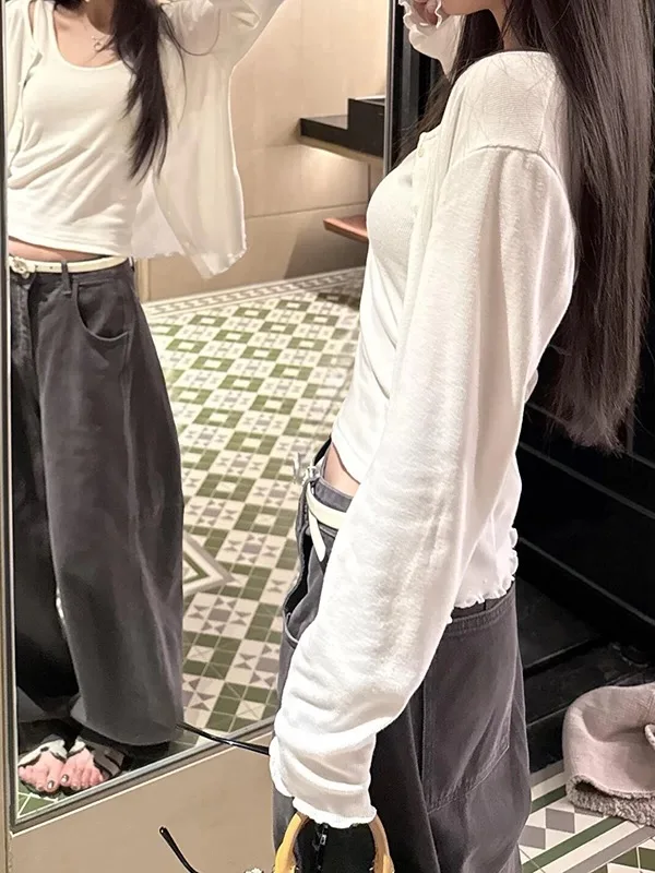 Dames Amerikaanse stijl grijze gebogen mesjeans hoog getailleerde wijde pijpen losse pasvorm afslankende bananenvloerbroek roerbakken ambachtelijke denim