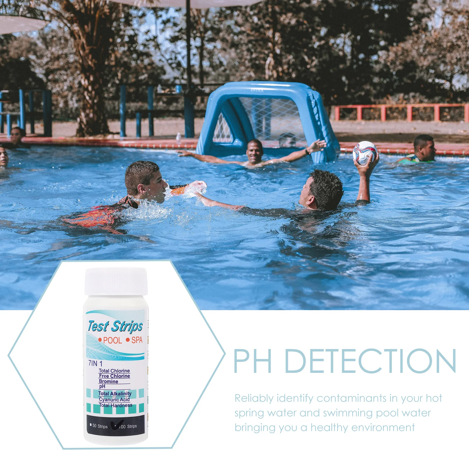 

Water Test Strips 7 in 1 Premium Material Durable Handy for Pools Spas Aquariums Testing Pool Test Strips Testing Tool