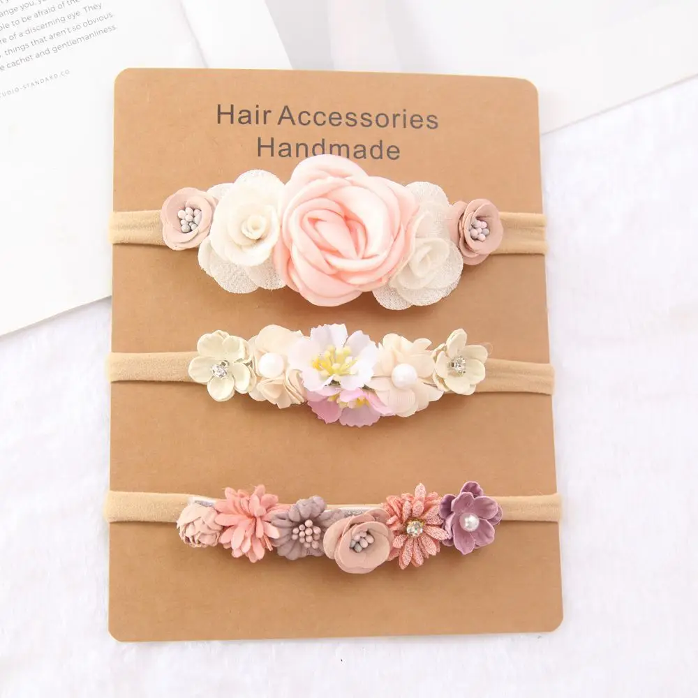 Baby Girl Headband Cute Baby Elastic Hair Band Newborn Head Flower Toddler Headband Headwear Kids Accessories 3pcs/set