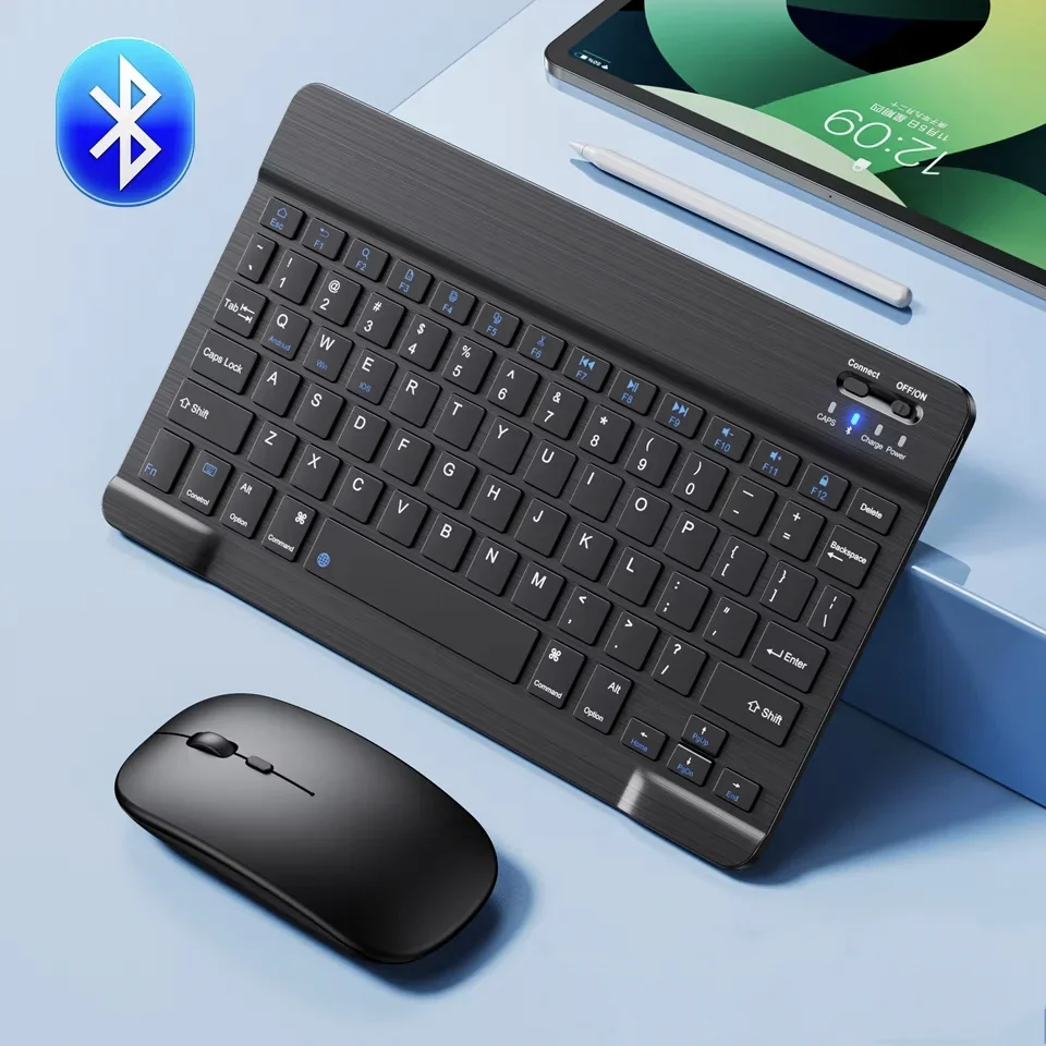 10inch Bluetooth Wireless Keyboard Rechargeable For Mobile Phones Tablet Russian Spanish French AZERT For Android ios Windows