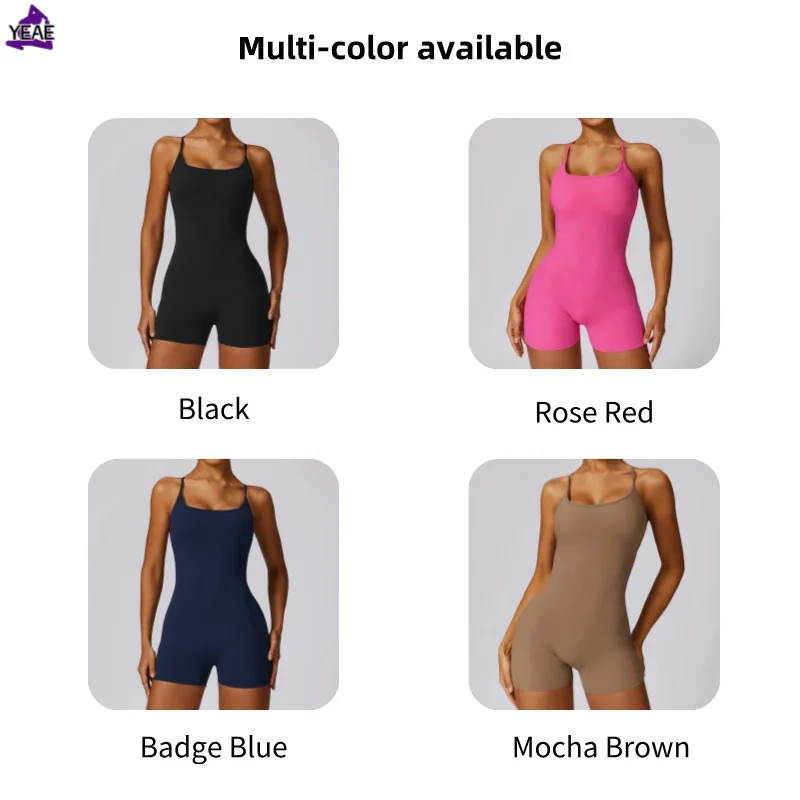 YEAE-ملابس رياضية للنساء ، شورت يوغا مثير ، رومبير رياضي جميل الظهر ، جمبسوت سكرانك المؤخرة ، ملابس رياضية للصالة الرياضية