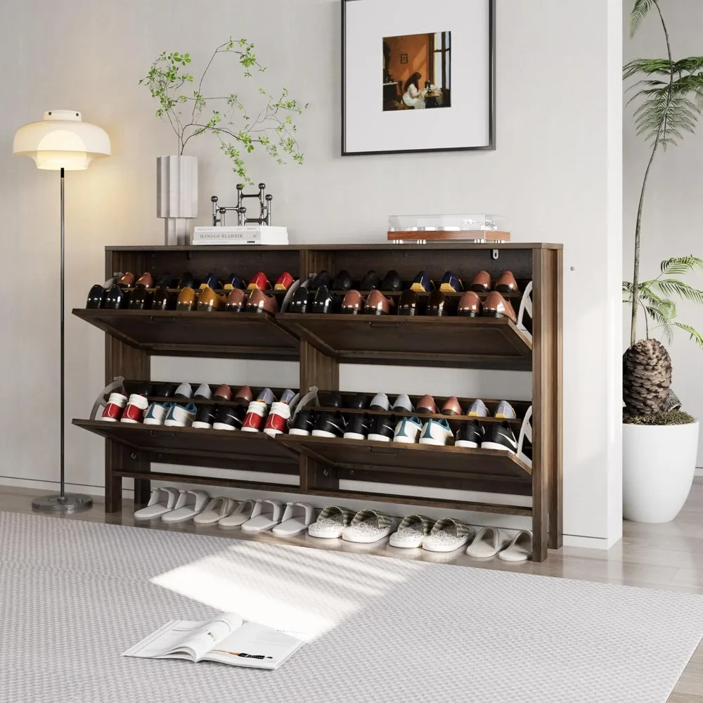 

Shoe Cabinet with 4 Drawers,Shoe Storage Cabinet,Freestanding Shoe Cabinet Organizer,Hidden Shoe Rack Cabinet for Entryway