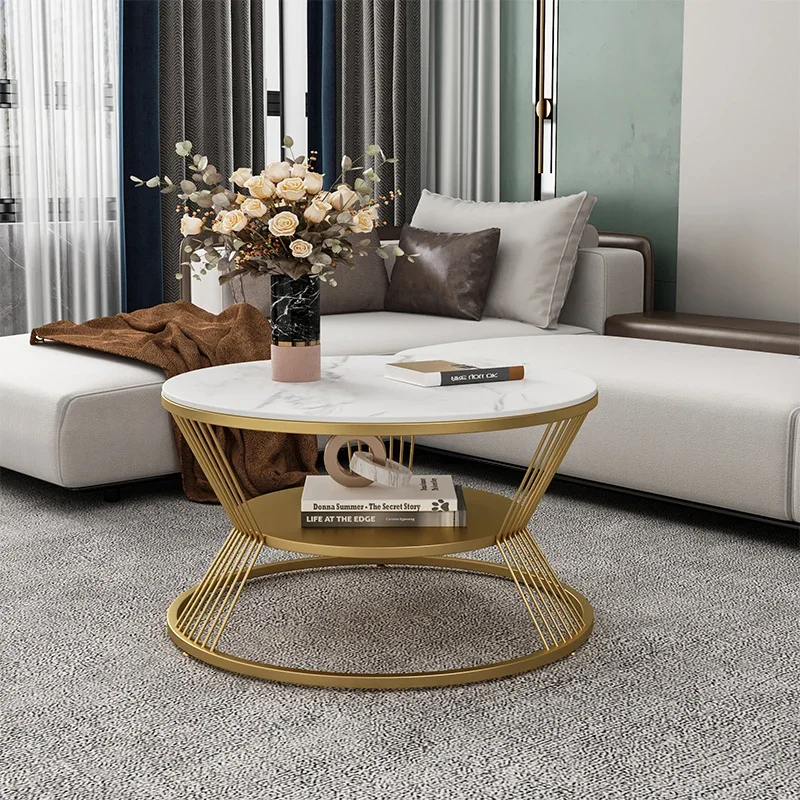 

Nordic Luxury Coffee Tables Metal Gold Modern Minimalist Side Table Round Aesthetic Table Basse De Salon Living Room Furniture