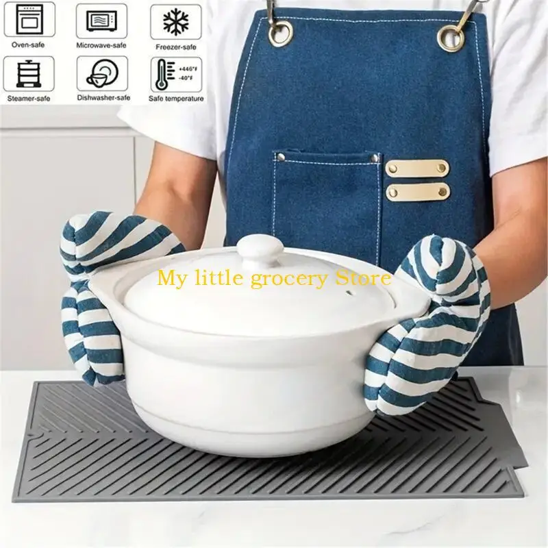 D5BD Silicone Water Drip Mat for Sinks and Countertops Foldable Dish Drying Pad Slip Resistant Kitchen Utensils Drainer