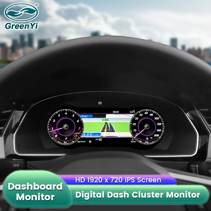 GreenYi 12.5” IPS Screen Vehicle Speedometer Multi-Media Digital Dashboard Monitor For Volkswagen VW Magotan Arteon CC Passat B8