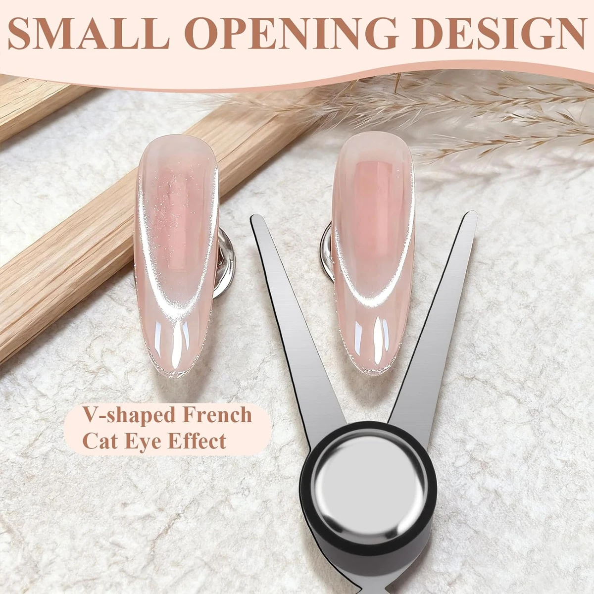 Cat Eye Magnet Set Scissor Shaped Nail Magnet Tool 2 in 1 French V Smile Effect Gel Polish Magnet for Nail Art DIY Home Salon gallery 3