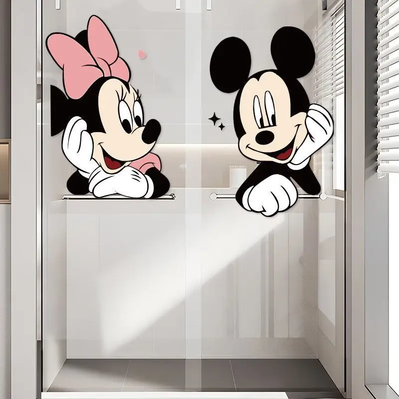 ミッキーミニーかわいいガラスステッカーパーソナライズされた漫画かわいいキッチンドアガラス玄関装飾衝突防止ステッカー