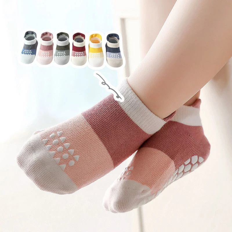 

4 Pairs Baby Socks Spring Autumn Pure Cotton Loose Mouth Non Leg Anti Slip Short Tube Newborn Kids Floor Socks
