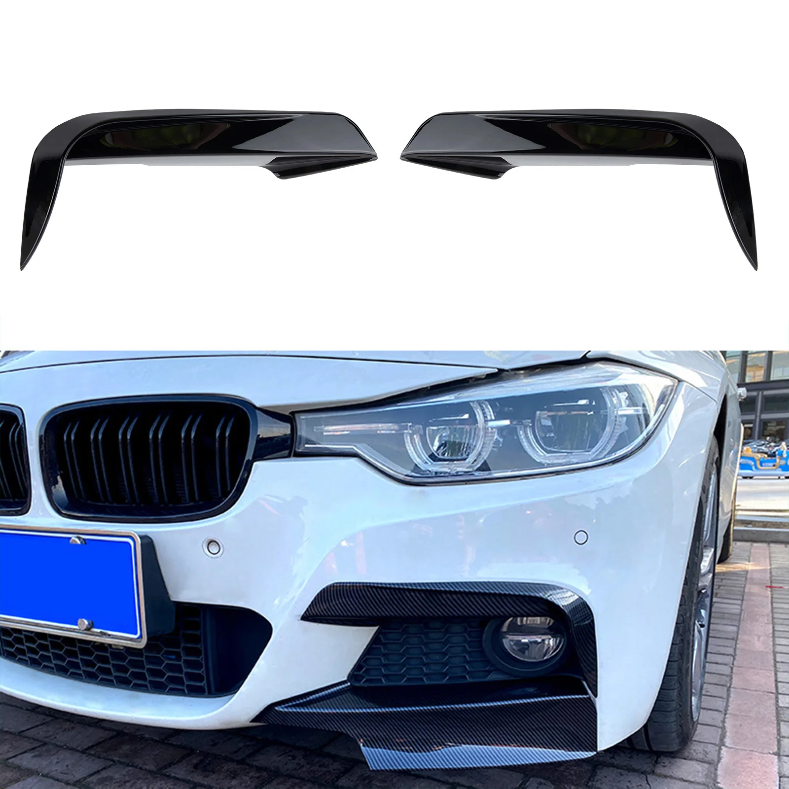 

ABS Fog Lamp Trim Gloss Black Canards Wear-Resistant Material Direct Fitment High Universality Fit Car Modification