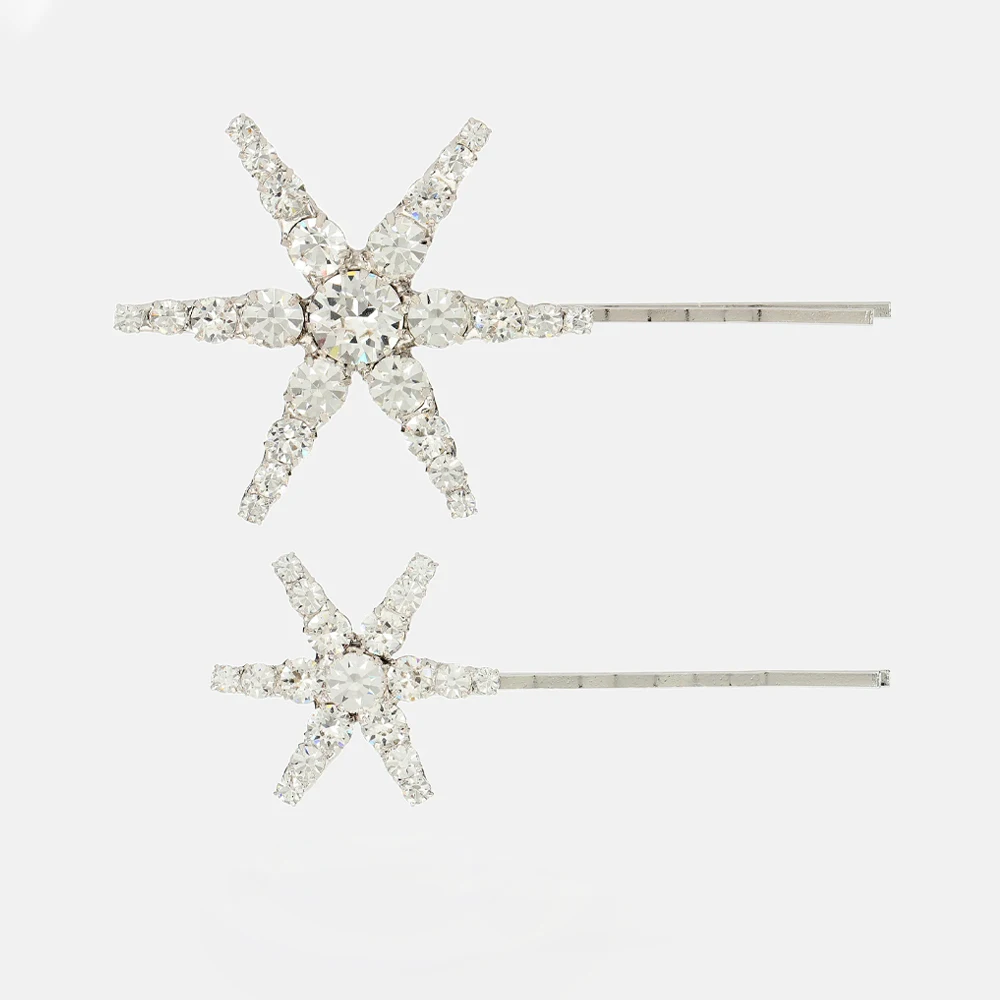 Simple Bling Crystal Star Barrettes Hair Clips Sets Wedding Decoration Fashion Geometric Rhinestone Hair Pins Headband for Women