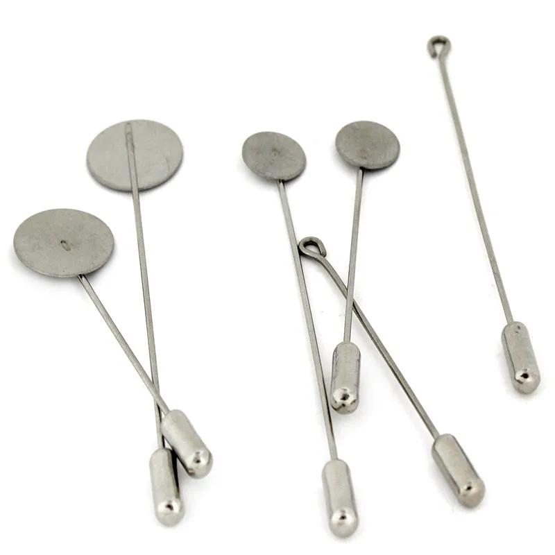 10pcs/Lot 10 15mm Stainless Steel Long Brooch Pin Base DIY Lapel Dress Jewelry Safety Pin Needle Brooches Accessories Wholesale view 3