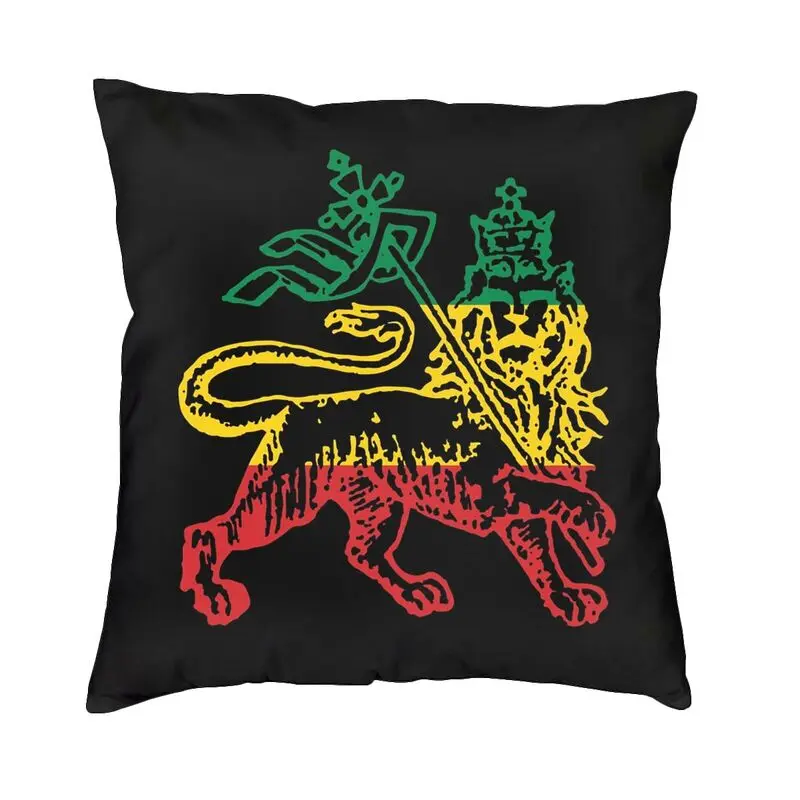 Lion Of Judah Flag Ethiopia King Selassie Rasta Pillow Cover Home Decor Cushion Cover Throw Pillow for Car Double-sided Printing