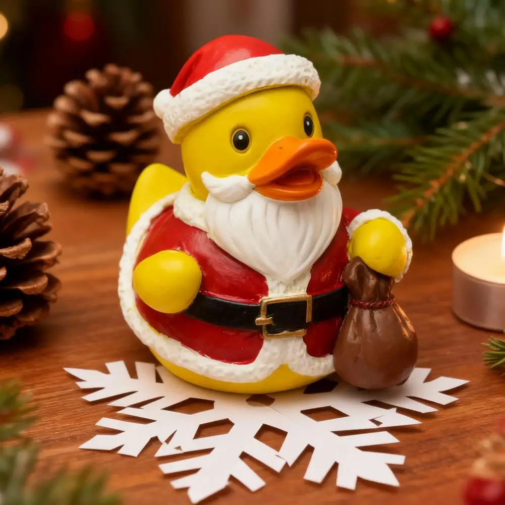 Christmas Tree Duck Figurine Festive Resin Christmas Ornaments Santa Claus Deer Snowman Duck Figures Holiday Theme for Tree