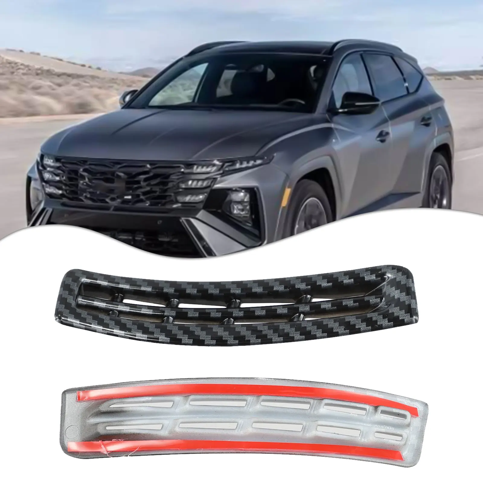 مجموعة من 2 ألياف الكربون نمط عمود تنفيس الهواء يغطي ABS البلاستيك لشركة هيونداي توكسون نموذج سنوات 2022 إلى 2025 الداخلية #3