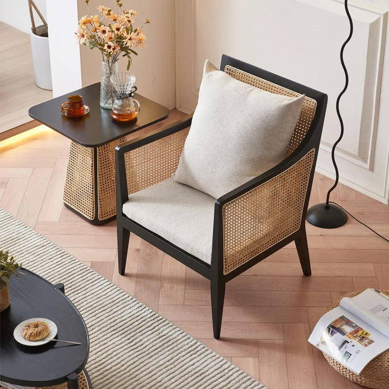 

Nordic rattan leisure chair home simple balcony rattan chair three-piece B&B single person sofa chair coffee table combinati