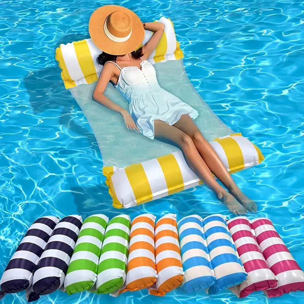 1 قطعة اثنين أنبوب مستقيم شريط أرجوحة قابلة للنفخ طوي بولي كلوريد الفينيل العائمة مقعد بركة مقعد تعويم لبحيرة بركة