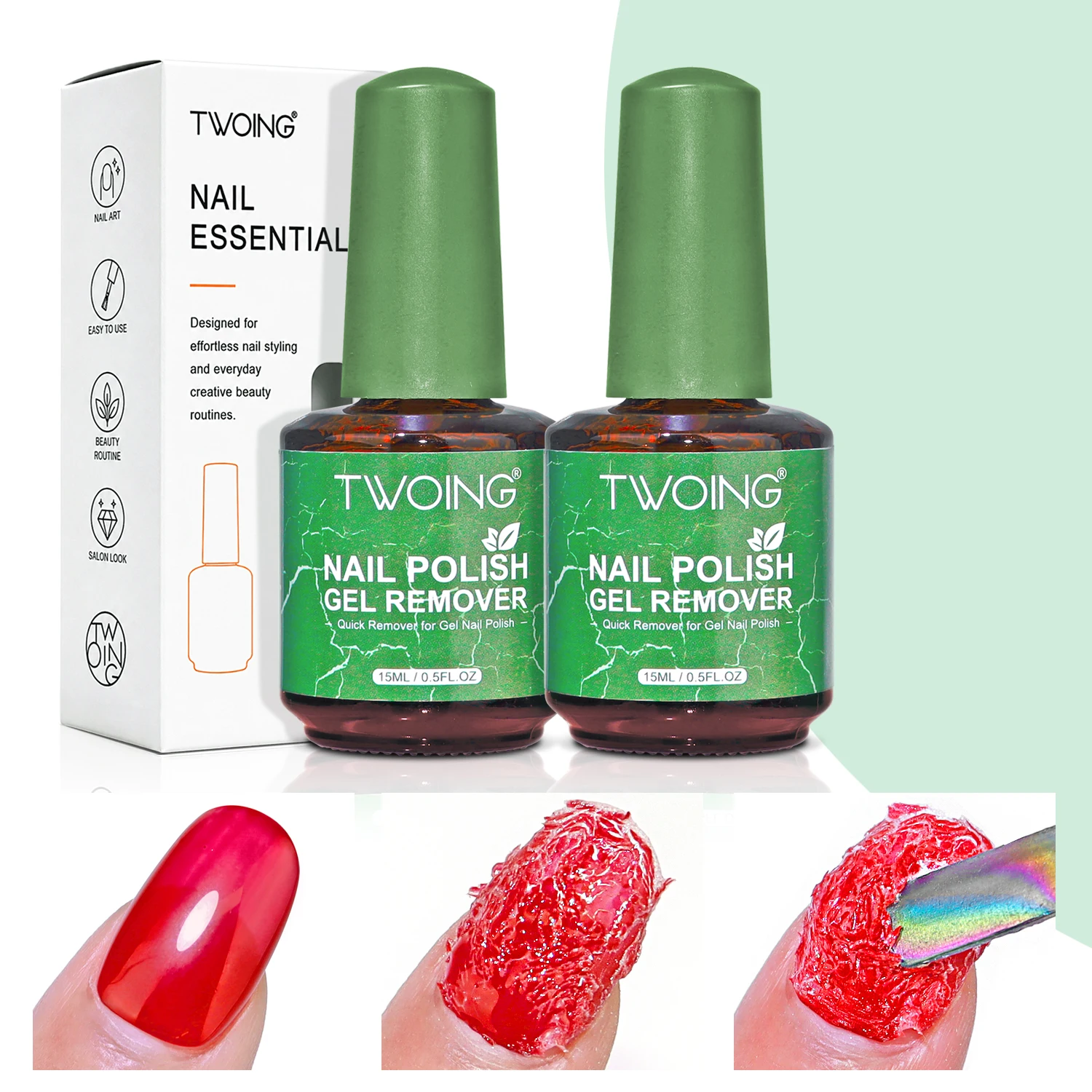 TWOING 2.0 15ml Magic Fast Nail Gel Polish Remover Clean UV Soak Off Semi Permanent Varnish Nail Art Removal Tools Manicure