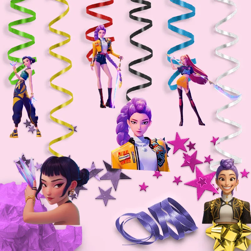 Décoration d'anniversaire Kpop, 6 pièces, ornements suspendus au plafond en spirale pour enfants, fournitures de fête d'anniversaire et de mariage