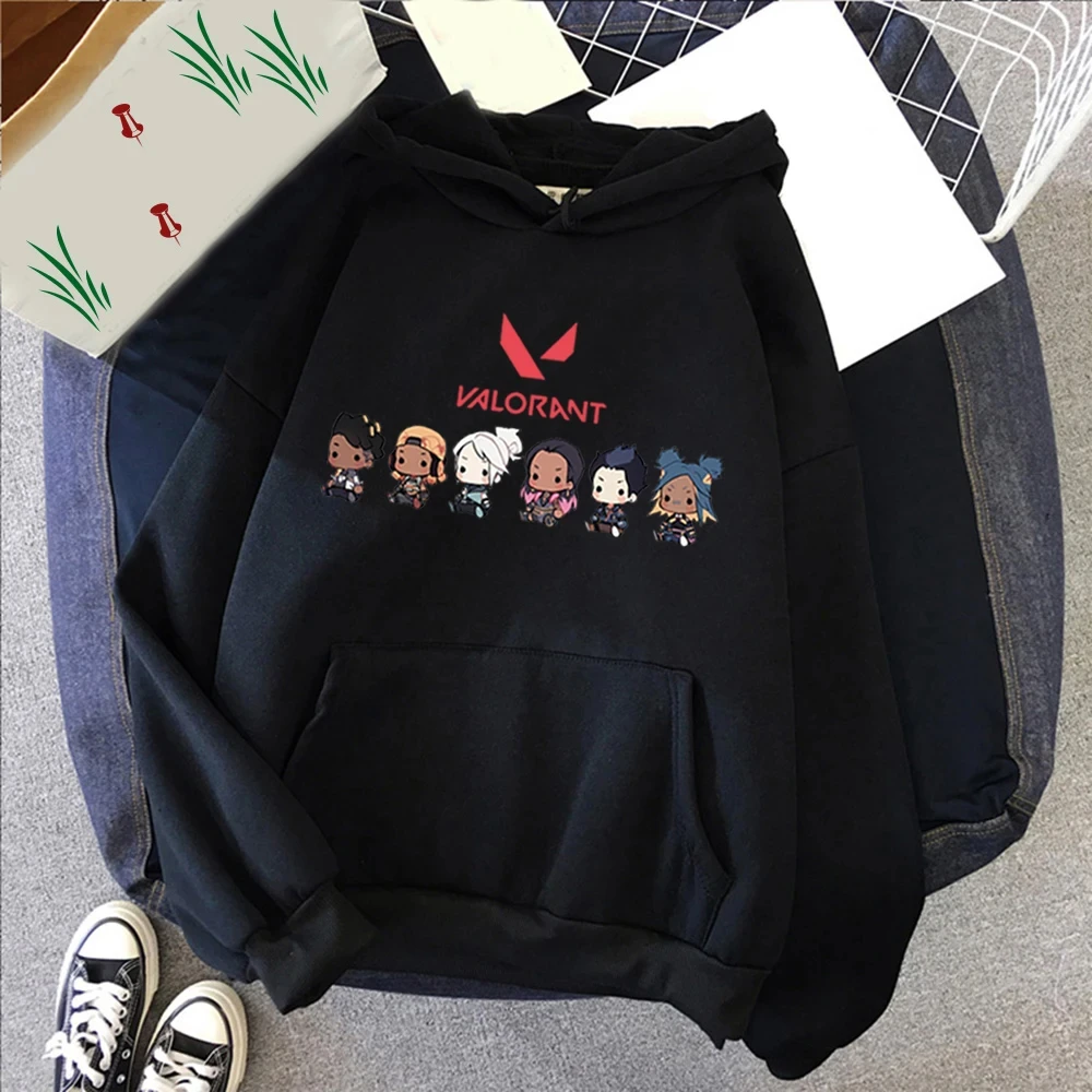 Valorant Anime 2D Print Men's Cotton Hoodie Casual Oversized Pullover Popular Streetwear Fashion Sweatshirt Trend Men Clothing